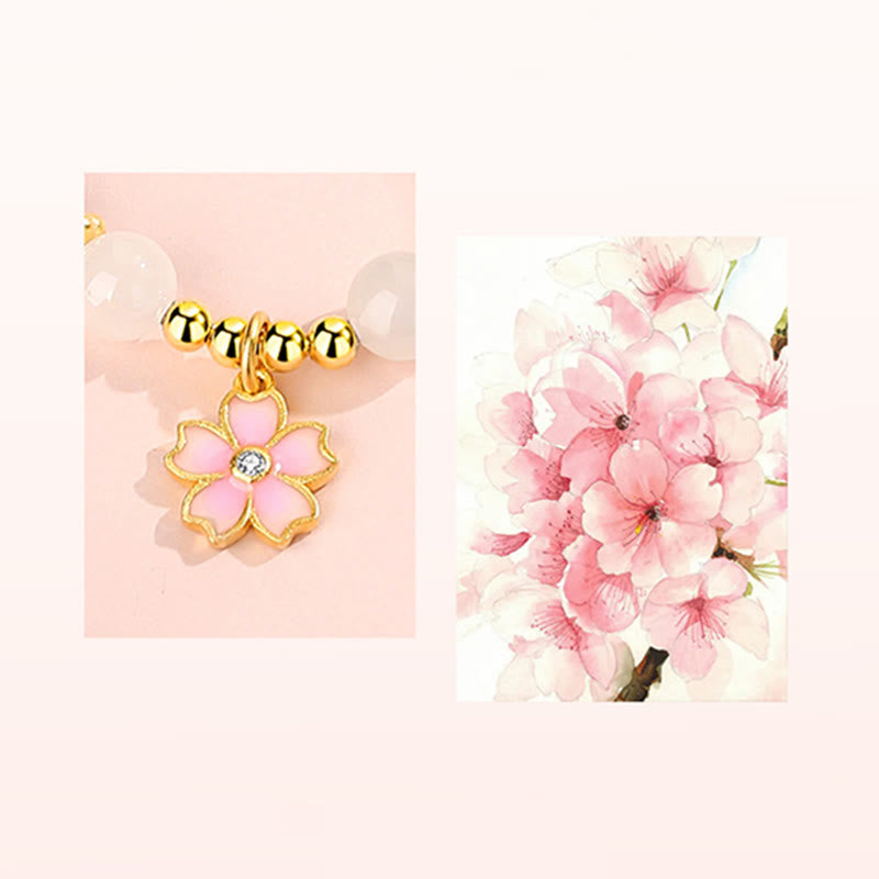 Pulsera de protección de flor de cerezo de jade blanco hetiano de plata de ley 925 con Buddha Stones - image 7