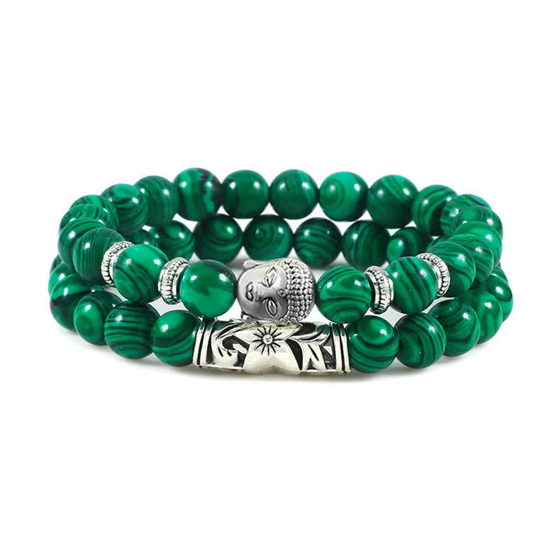 Pulsera de protección de Buda de ágata de cristal Natural, 2 uds., Buddha Stones