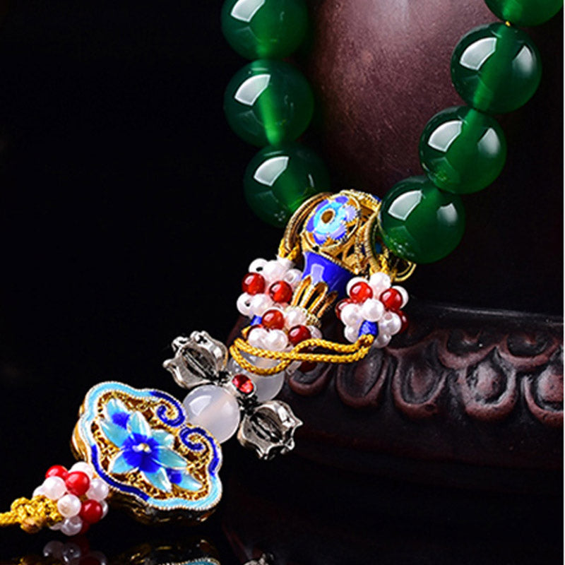 Ágata verde Natural muñeca Mala éxito encanto bolsillo Mala decoración del coche