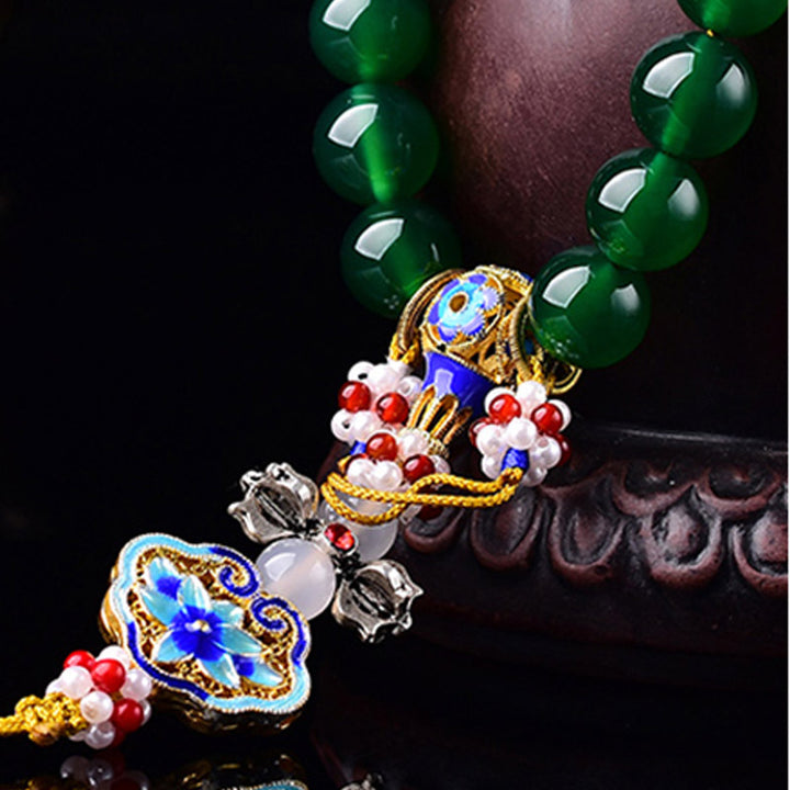 Ágata verde Natural muñeca Mala éxito encanto bolsillo Mala decoración del coche