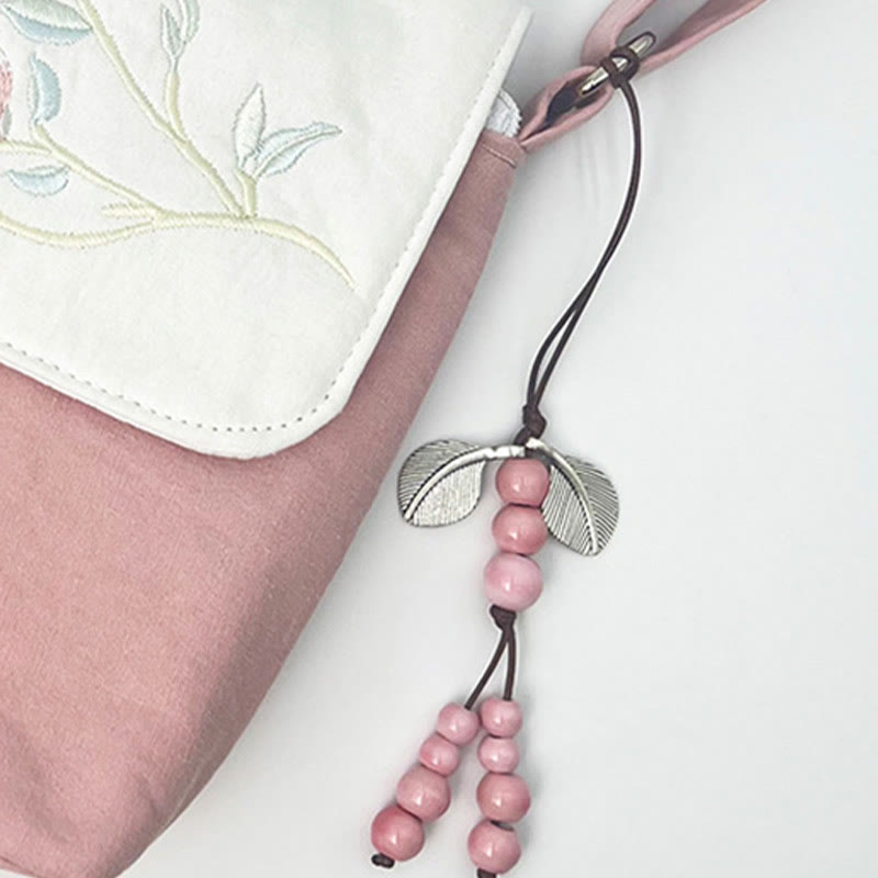 Buddha Stones Camelia bordada Epiphyllum Gardenia Sakura Flores Bolso bandolera Bolso de hombro Bolso para teléfono móvil