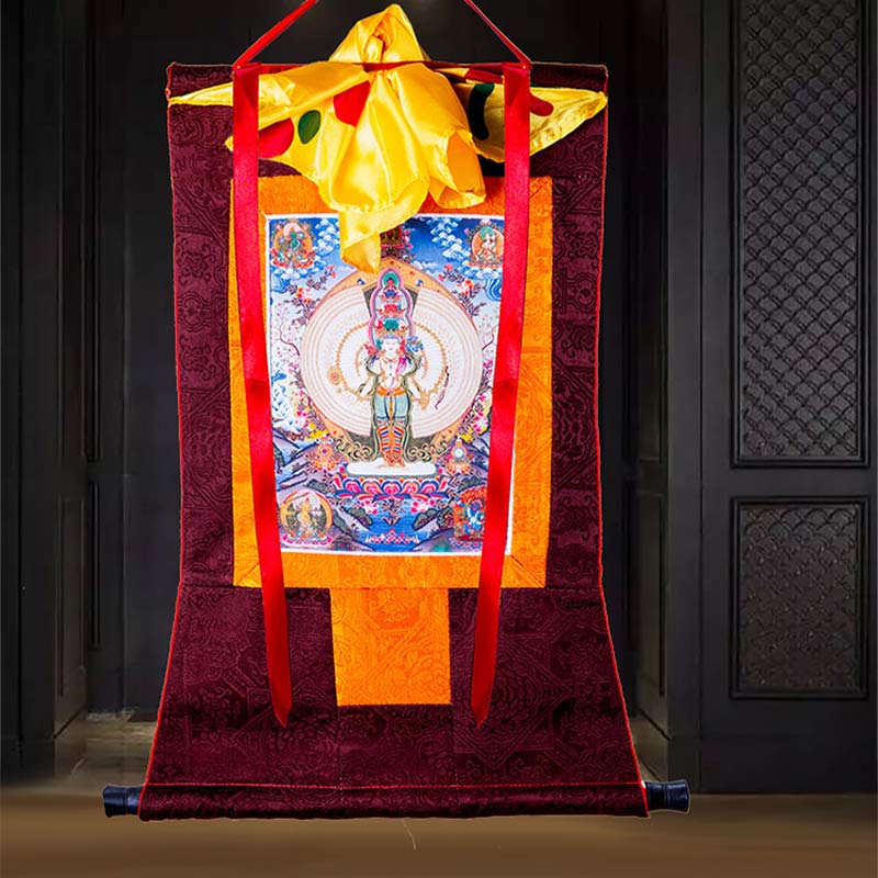 Buddha Stones tibetanas de mil manos Avalokitesvara enmarcadas decoración de bendición Thangka
