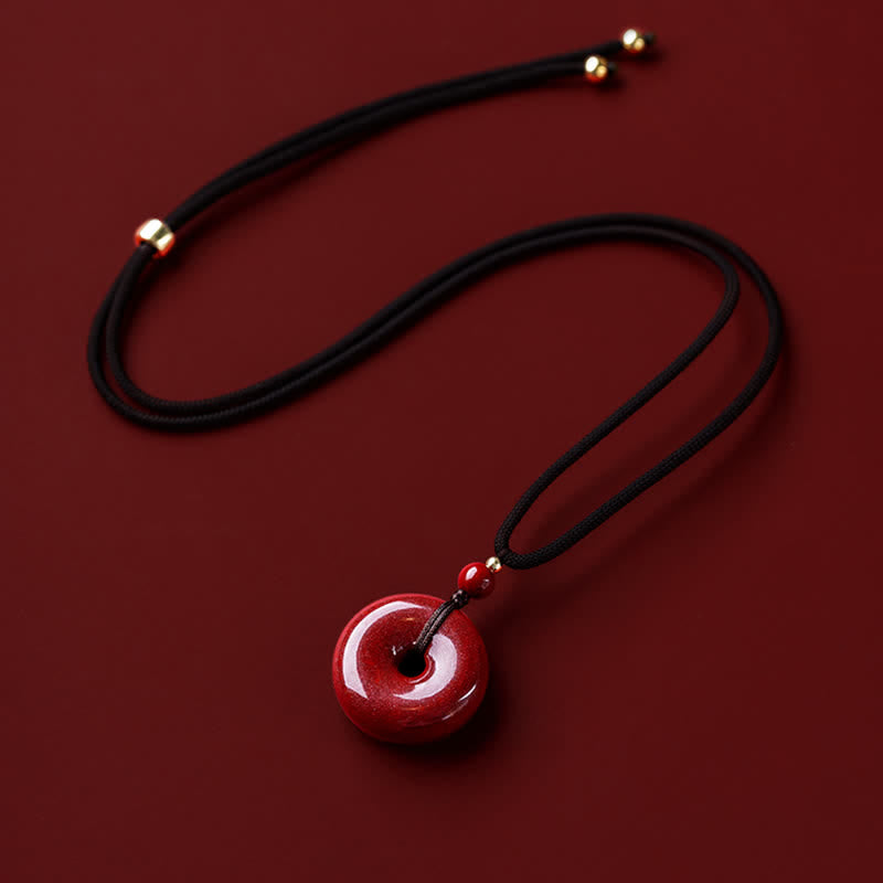 Colgante de collar con Buddha Stones , cinabrio, hebilla de la paz, bendición tranquila