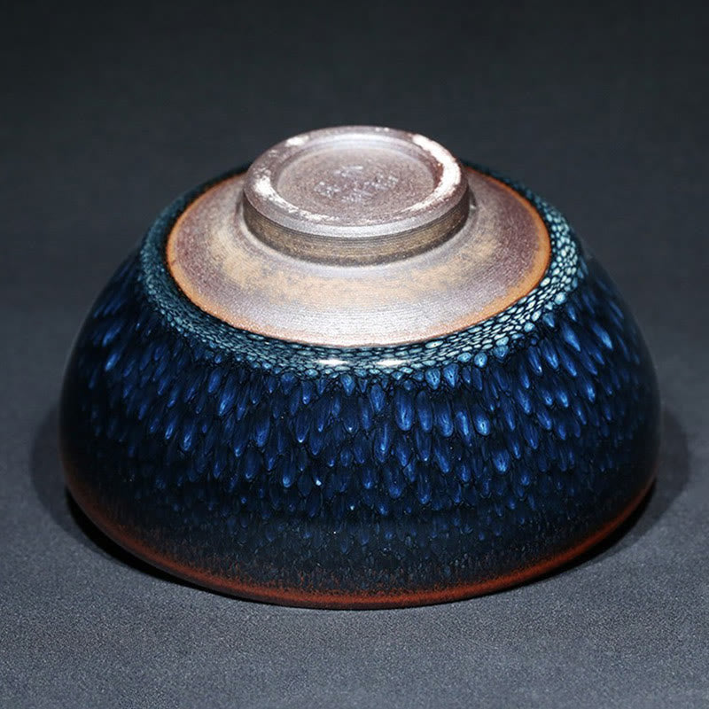 Buddha Stones hechas a mano, punto de Francolinus azul, taza de té de cerámica china Jianzhan, tazón de taza de té de Kung Fu