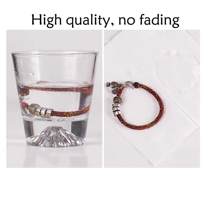 Buddha Stones hechas a mano tibetana de plata de ley 925, zodíaco chino, Buda natal Zakiram, diosa de la protección de la riqueza, pulsera trenzada de cuerda multicolor
