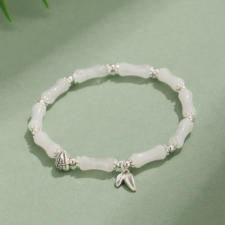 Buddha Stones Peridoto Jade Blanco Fresa Cuarzo Aventurina Verde Bambú Fu Carácter Suerte Pulsera