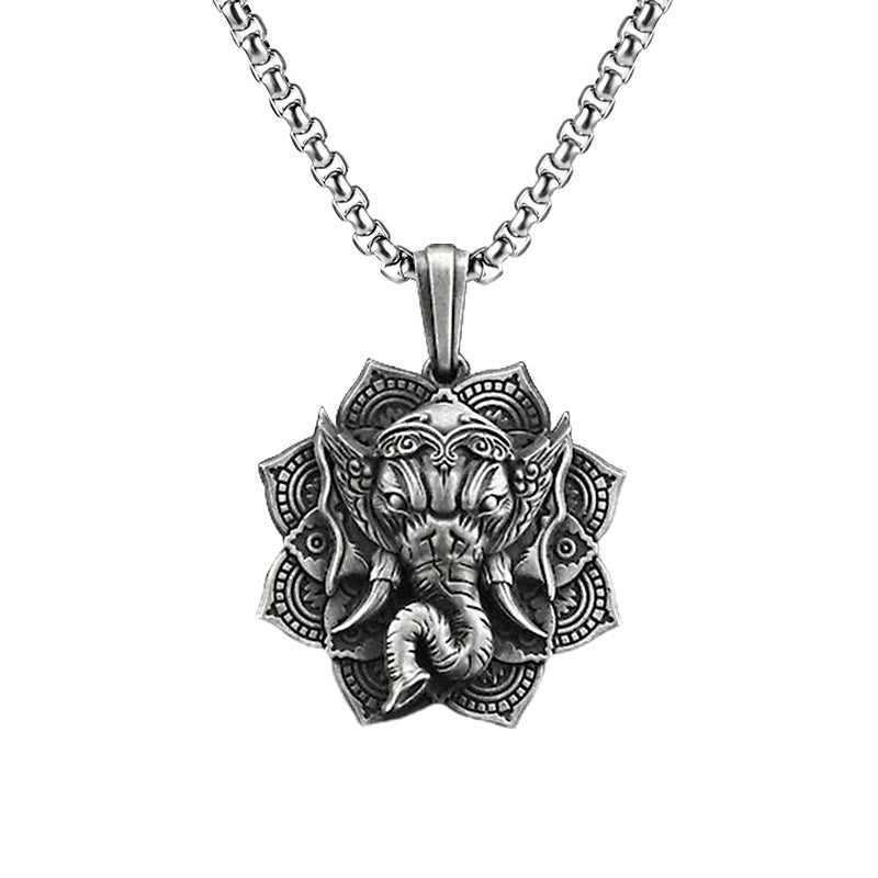 Colgante de collar con amuleto de protección de elefante Ganesh Ganpati de estaño puro con Buddha Stones - Colgante de Ganesh y cadena común - image 4