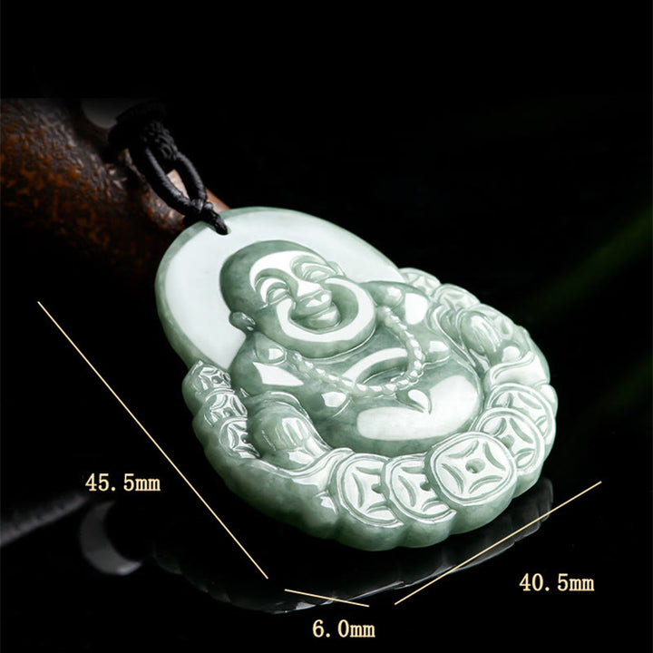 Colgante de collar con colgante de moneda de cobre, Jade Natural, Buda sonriente, Buddha Stones - image 8