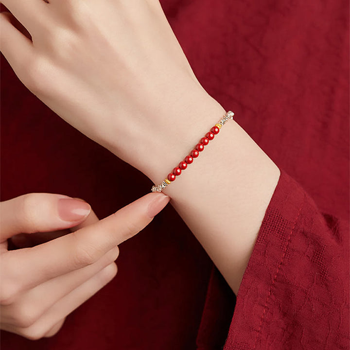 Pulsera de bendición con carácter de cinabrio Fu de plata de ley 925 con Buddha Stones
