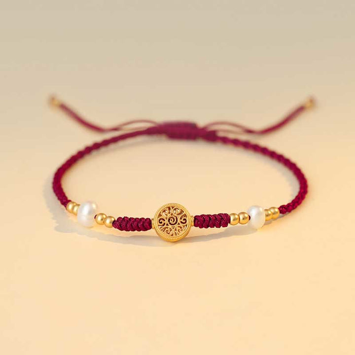 Pulsera trenzada de fuerza de la suerte del árbol de la fortuna de la moneda de cobre de las Buddha Stones