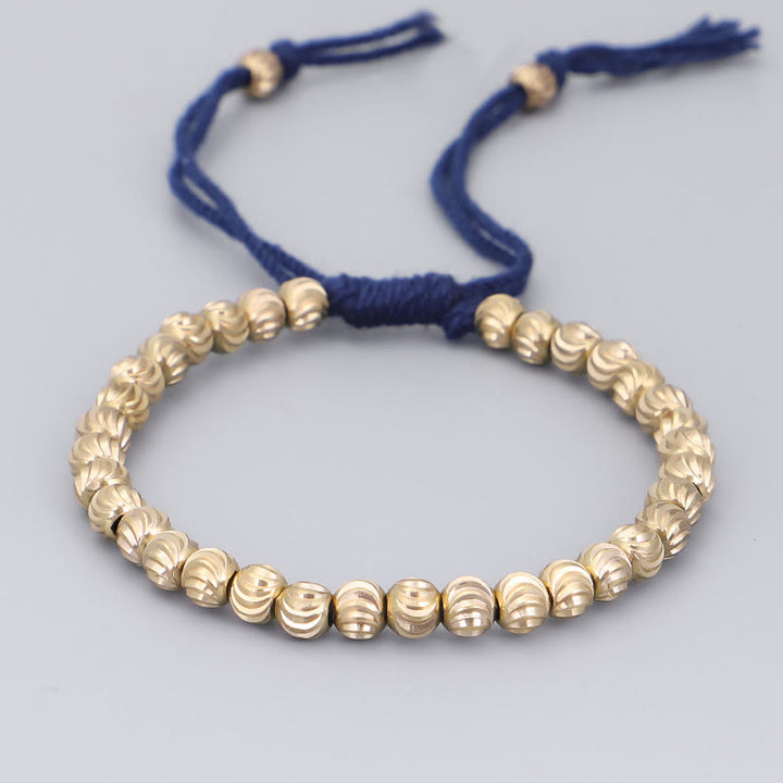 Pulsera de hilo de la suerte con cuentas de cobre hechas a mano tibetana con Buddha Stones