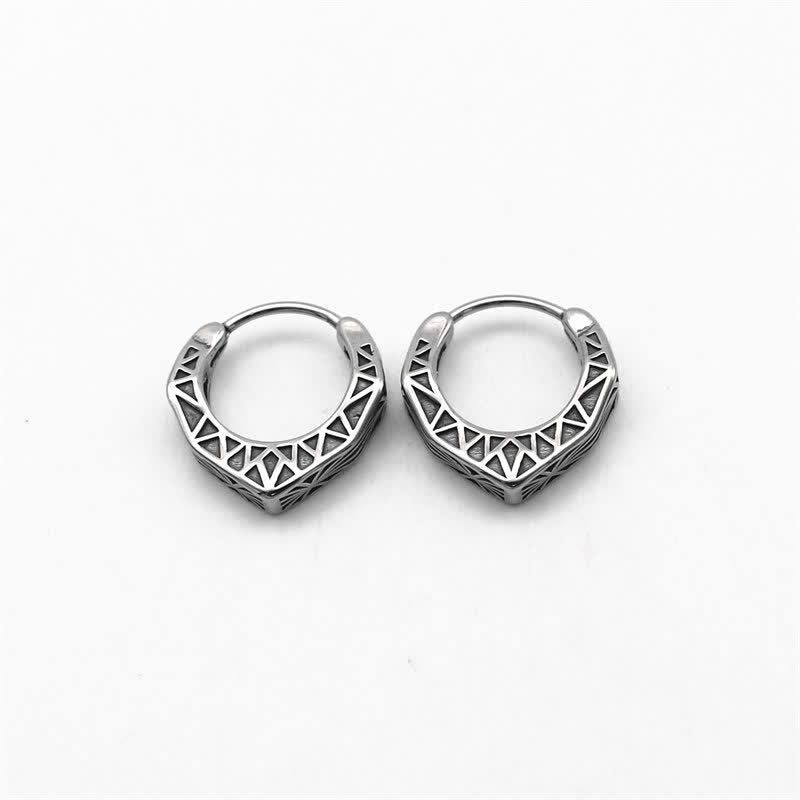 Pendientes de equilibrio de acero y titanio con aro vikingo - image 12