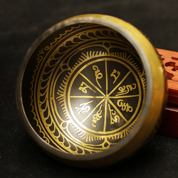 Buddha Stones Cuenco tibetano de sonido para meditación, hecho a mano para sanación, apoyo a la atención plena y protección. Juego de cuencos cantores. - image 6