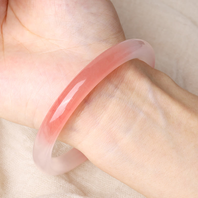 Brazalete de pulsera de riqueza de jade de seda dorada rosa con Buddha Stones