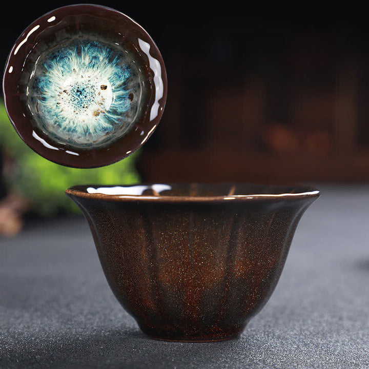 Tazas de té de cerámica coloridas con Buddha Stones para el hogar y la oficina
