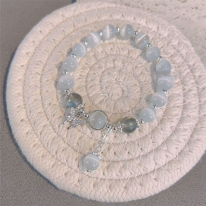 Pulsera de soporte con dije de estrella, mariposa, piedra lunar, ojo de gato, Buddha Stones