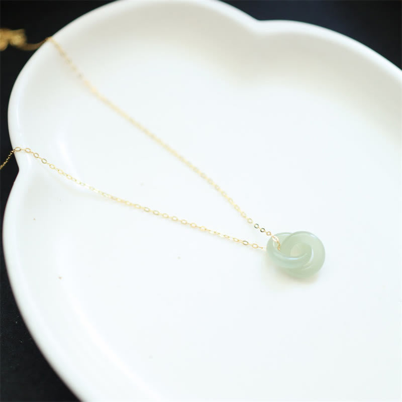 Collar con colgante de plata de ley 925 con doble hebilla de la paz natural, Buddha Stones, colgante de la suerte de Hetain Jade