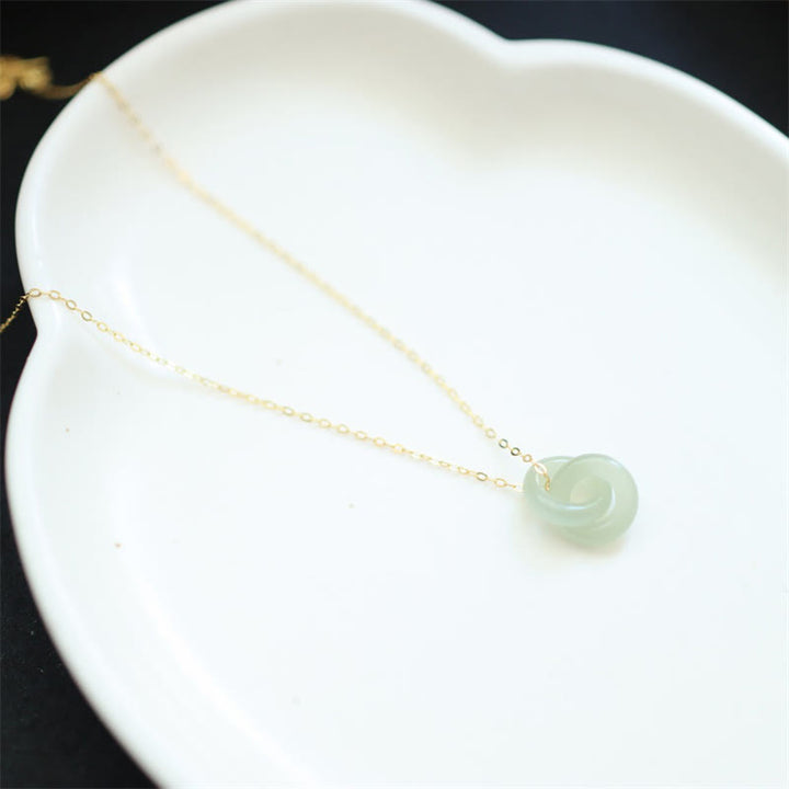 Collar con colgante de plata de ley 925 con doble hebilla de la paz natural, Buddha Stones, colgante de la suerte de Hetain Jade