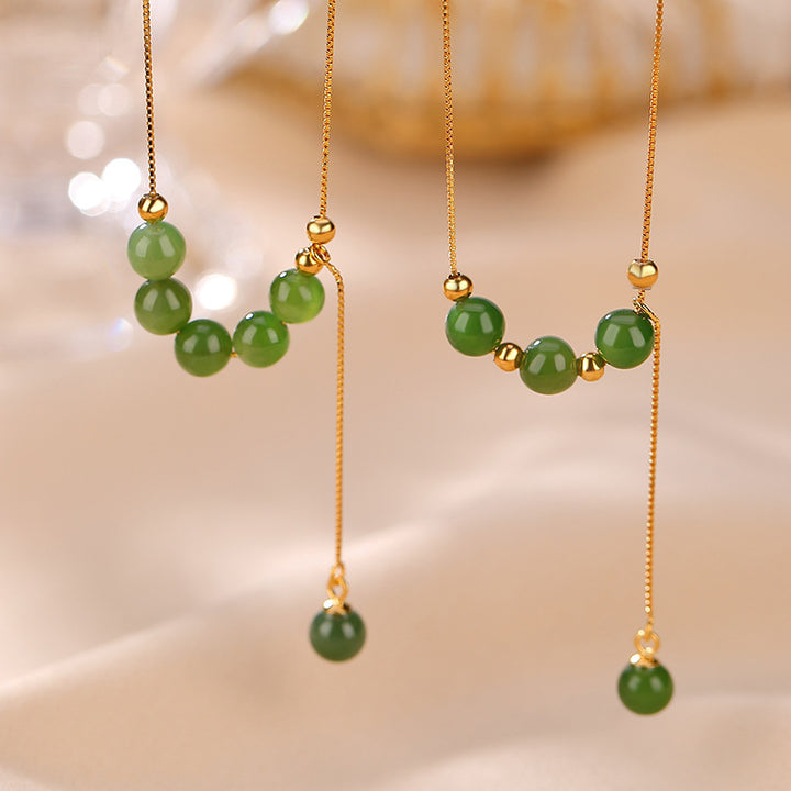 Colgante de collar curativo con cuentas de jade cian de plata de ley 925 con Buddha Stones