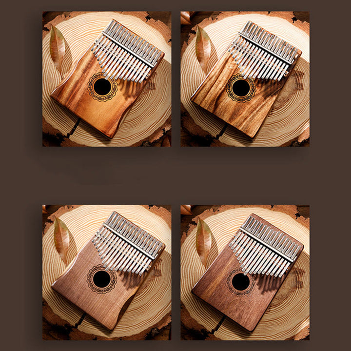 Buddha Stones Kalimba 17 teclas Piano de pulgar madera de caoba Acacia nogal Piano de dedo portátil