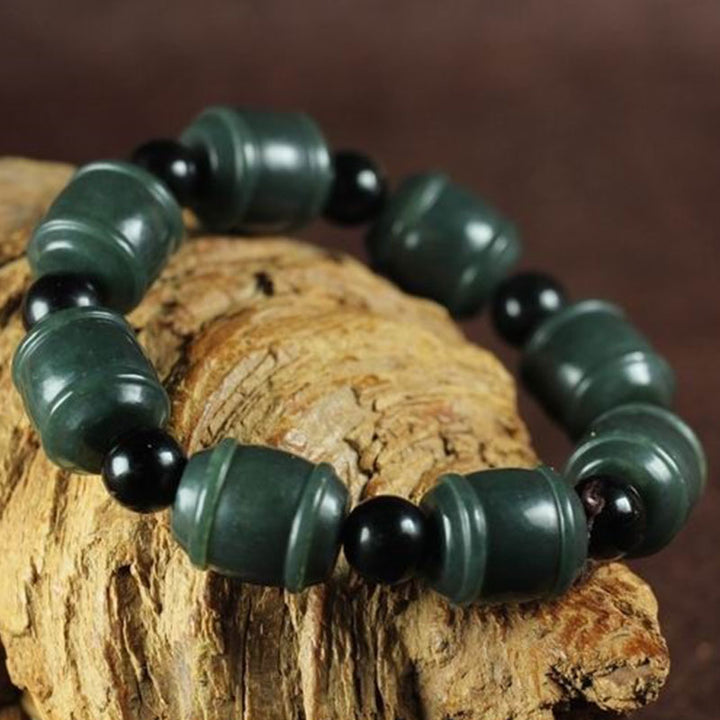 Pulsera de curación de jade cian natural