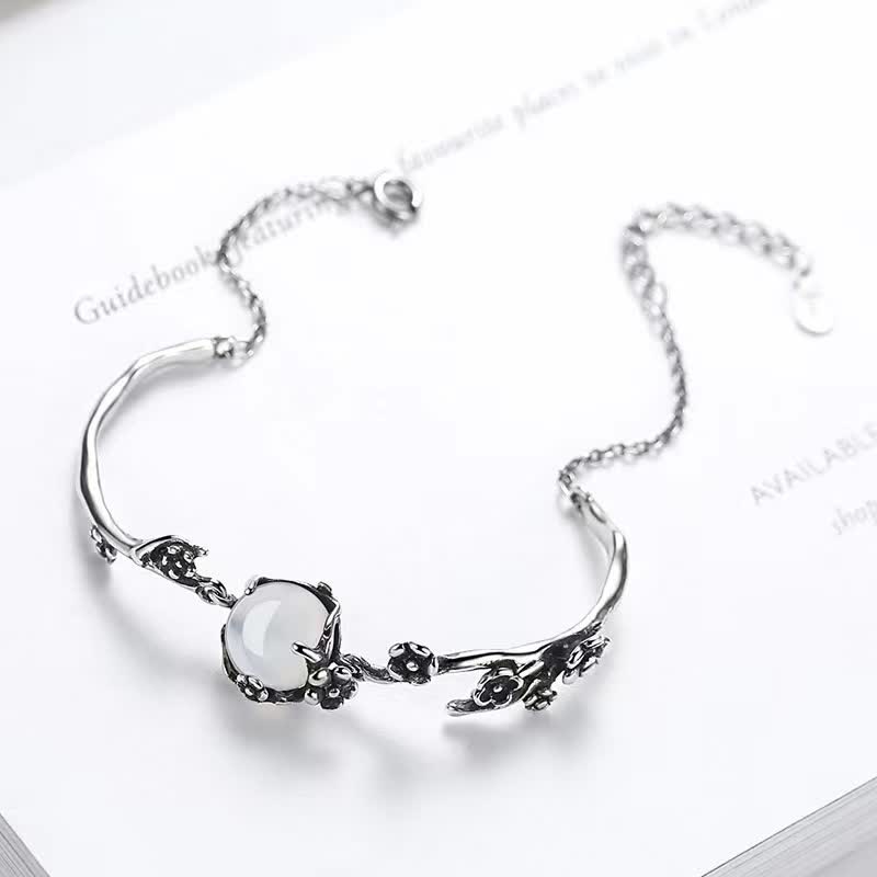 Pulsera Positiva Calcedonia Flor de Ciruelo Buddha Stones