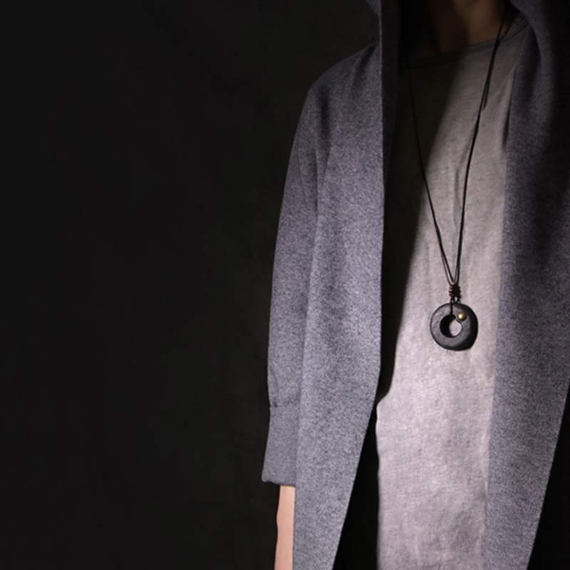 Collar con colgante de madera de ébano con círculo zen y Buddha Stones - image 6