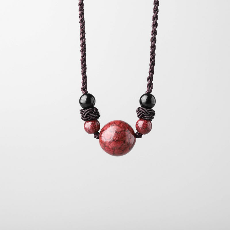 Colgante de collar con cuentas de piedras de cinabrio naturales , Buddha Stones