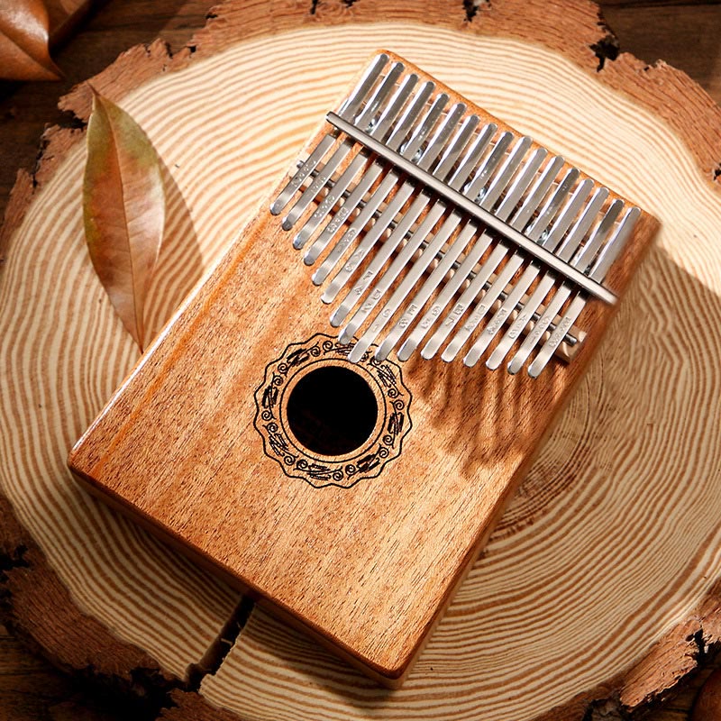 Buddha Stones Kalimba 17 teclas Piano de pulgar madera de caoba Acacia nogal Piano de dedo portátil
