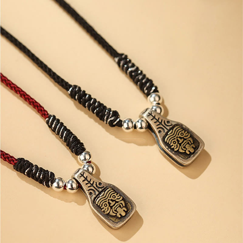 Collar con colgante de cuerda de protección de la diosa de la riqueza Zakiram de plata de ley 925 tibetana con Buddha Stones