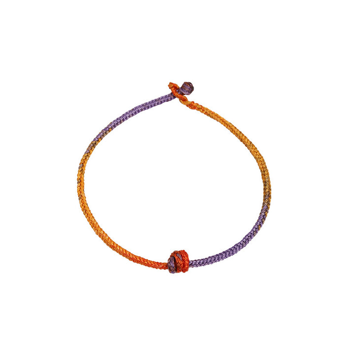 Pulsera de cuerda trenzada roja de oro púrpura colorida hecha a mano con Buddha Stones