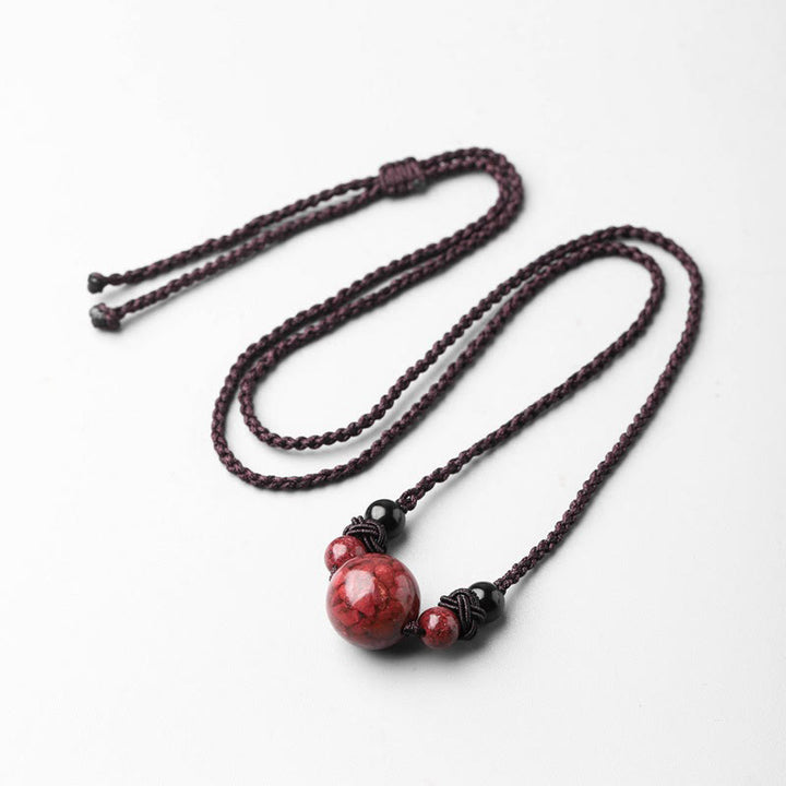 Colgante de collar con cuentas de piedras de cinabrio naturales , Buddha Stones