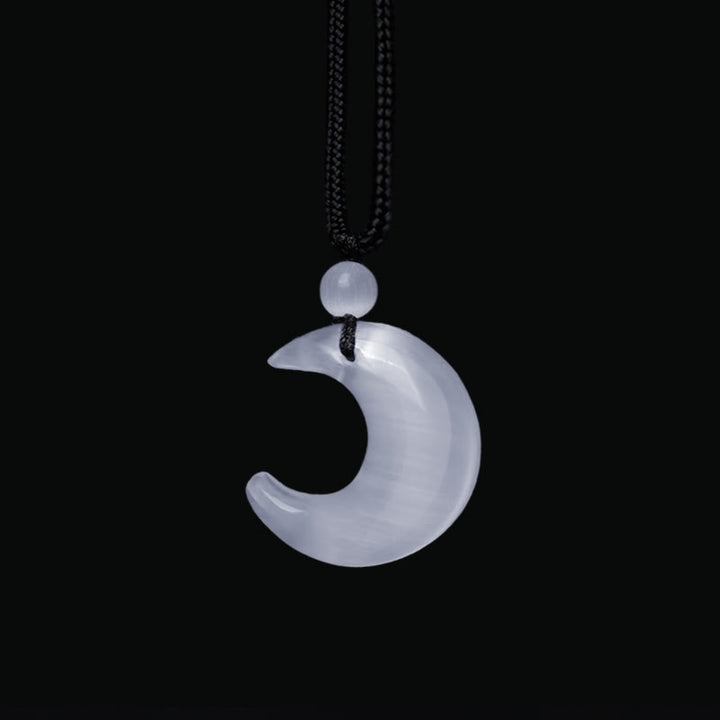 Colgante de collar de protección para pareja, colgante de cristal de selenita de obsidiana con brillo de plata Natural, Buddha Stones, luna creciente, Yin Yang - image 11