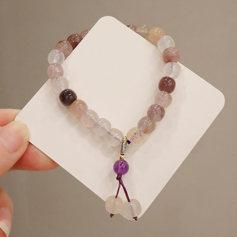 Pulsera de la riqueza del encanto del grano de la flor violeta del jade de la seda dorada púrpura natural de las Buddha Stones