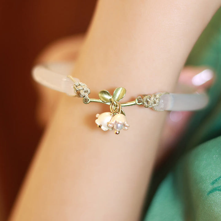 Brazalete de pulsera de fuerza de felicidad de flor de lirio de los valles