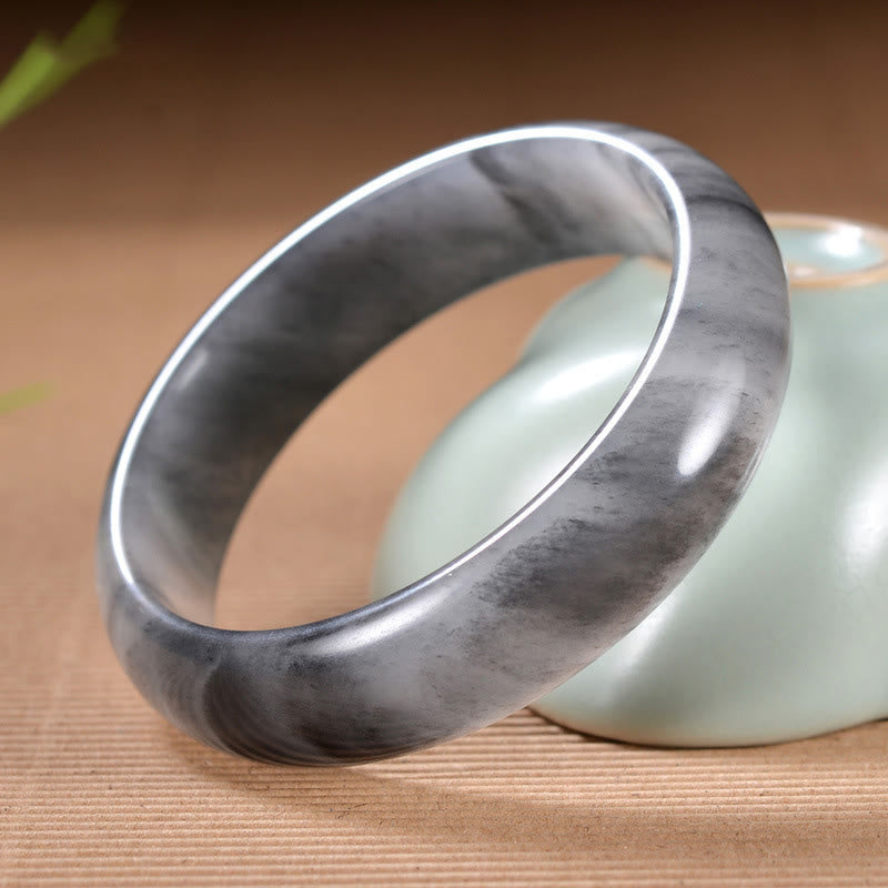 Brazalete de pulsera de riqueza de jade de seda dorada de color tinta natural con Buddha Stones