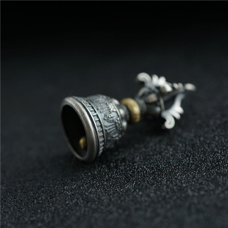 Buddha Stones Tíbet, Plata de Ley 925, Om Mani Padme Hum Dorje Bell Vajra, colgante con iluminación grabada, decoración colgante