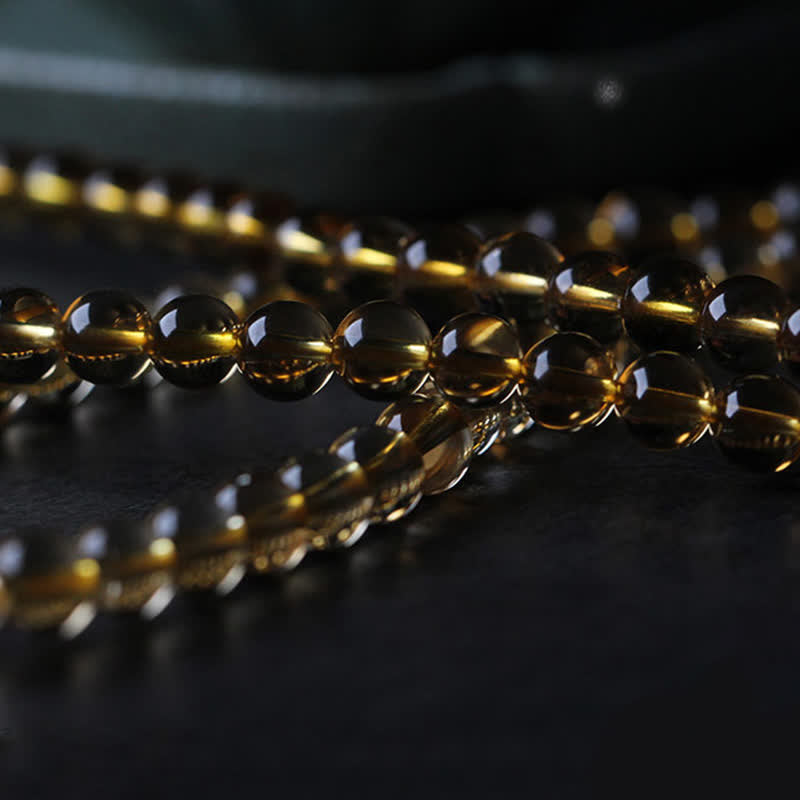 108 cuentas de Mala, citrino Natural, ámbar, hebilla de la paz, ágata roja, pulsera de protección PiXiu