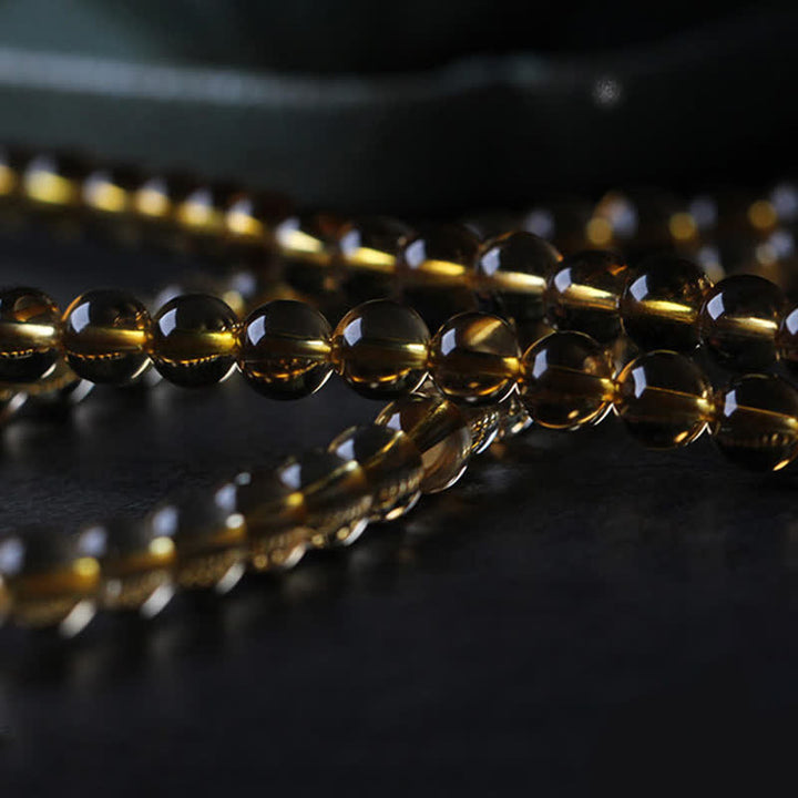 108 cuentas de Mala, citrino Natural, ámbar, hebilla de la paz, ágata roja, pulsera de protección PiXiu