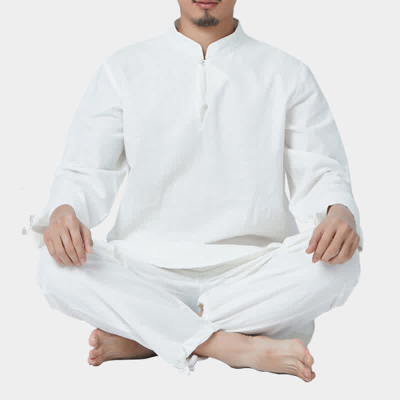 Conjunto de ropa de lino y algodón para hombre con Buddha Stones, meditación espiritual, zen, yoga y oración - Blanco - US/UK/AU44，EU54 (3XL) - image 12