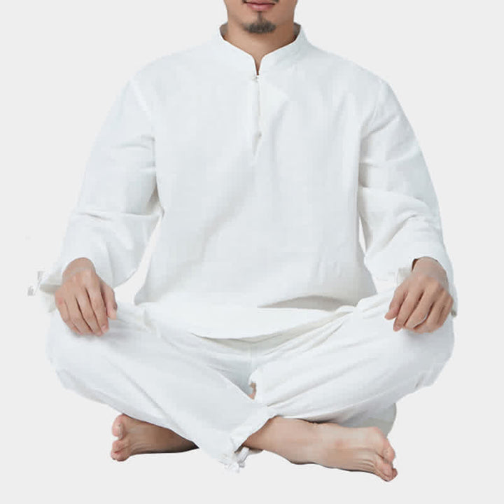 Conjunto de ropa de lino y algodón para hombre con Buddha Stones, meditación espiritual, zen, yoga y oración - Blanco - US/UK/AU44，EU54 (3XL) - image 12