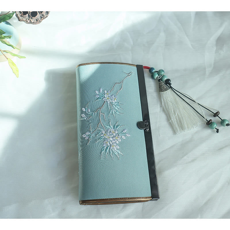 Monedero de compras con bordado de doble cara de bambú, flor de Buddha Stones , ciruela, flor de melocotón, tarjetero para efectivo de gran capacidad - image 15