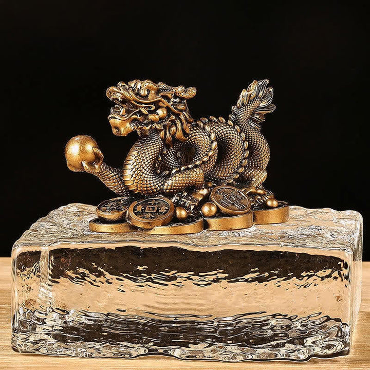 Buddha Stones Feng Shui Dragón Moneda de Cobre Riqueza Éxito Suerte Decoración