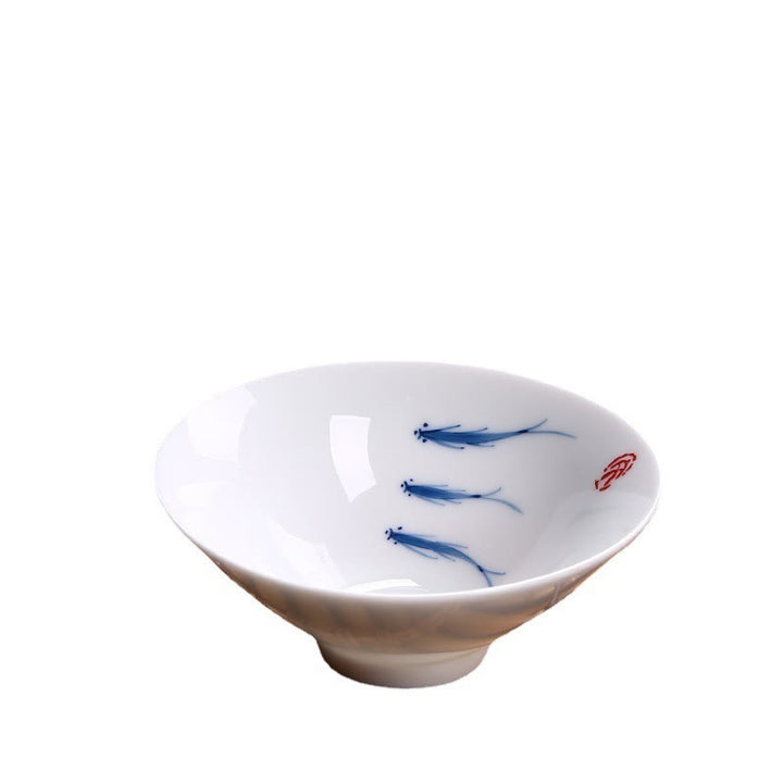 Buddha Stones Jingdezhen, porcelana azul y blanca, pez Koi, taza de té de cerámica, tazas de té de Kung Fu