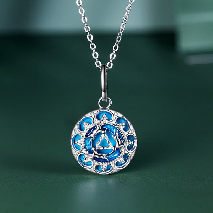 Colgante de plata de ley 925 con Buddha Stones , redondo, turquesa, tres conejos
