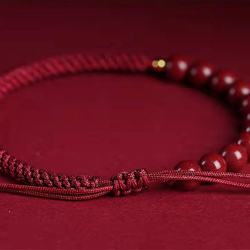 Pulsera de hilo de bendición con nudo King Kong de cinabrio natural con Buddha Stones