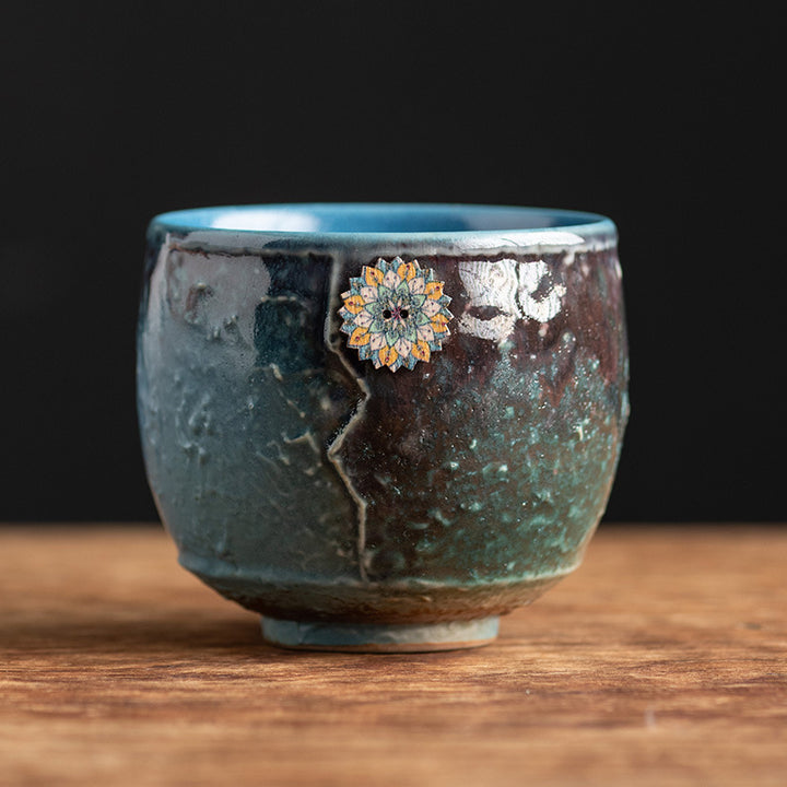 Taza de café de cerámica con cambio de horno de girasol de Buddha Stones , taza de café expreso con leche y té, 250ml