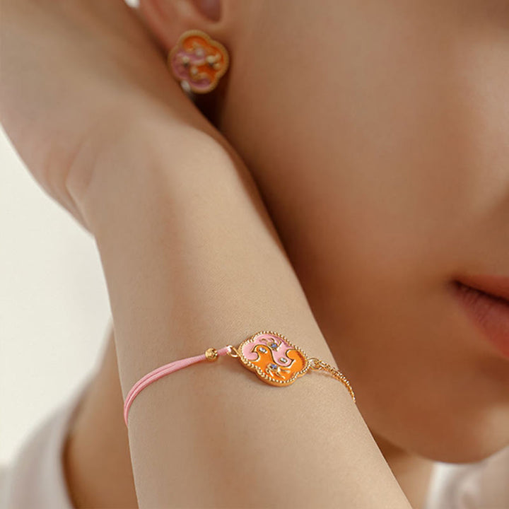 Juego de pendientes y pulsera con colgante de collar curativo con dos pájaros de cobre chapado en oro de 18 quilates con Buddha Stones