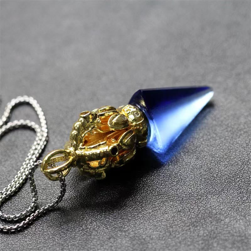 Buddha Stones tibetano Dorje Vajra 4 puntas Lotus Liuli cristal fuerza collar colgante - image 2