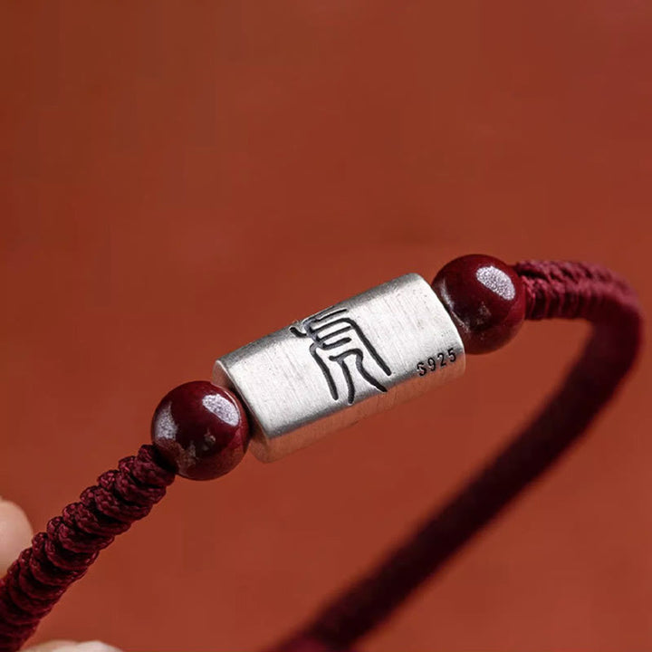 Pulsera de hilo de cinabrio del zodíaco chino de plata de ley 925 con Buddha Stones